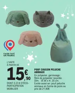 E.Leclerc Pouf coussin peluche animaux offre