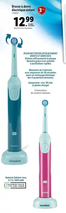 Lidl Brosse à dents électrique enfant offre