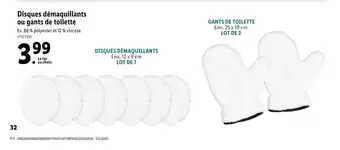 Lidl Disques démaquillants ou gants de toilette offre