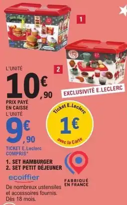 E.Leclerc Set hamburger,set petit déjeuner offre