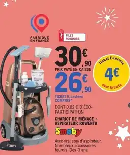 E.Leclerc Chariot de ménage + aspirateur rowenta offre