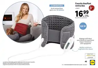 Lidl Coussin chauffant ventre/dos offre
