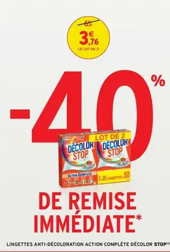 Intermarché Lingettes anti-décoloration action complète décolor stop offre