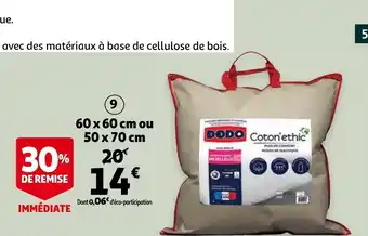 Auchan Oreiller moelleux "je prends soin de ma planète dodo offre