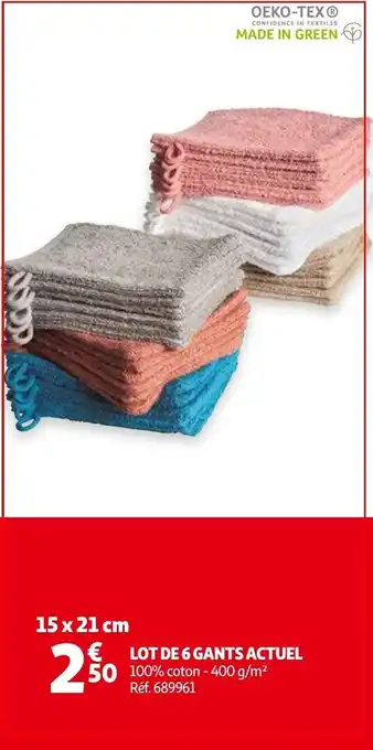 Auchan Lot de 6 gants Actuel offre