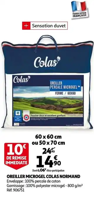 Auchan Oreiller Microgel Colas Normand offre