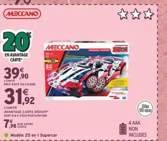 Intermarché Express MECCANO 8 Modèle 25 en 1 Supercar offre