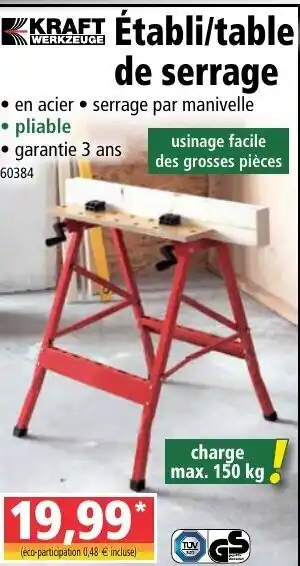 Norma Établi/Table de Serrage offre
