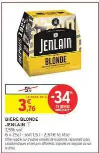 Intermarché Hyper Bière Blonde Jenlain offre