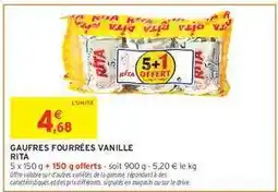 Intermarché Hyper GAUFRES FOURRÉES VANILLE RITA offre