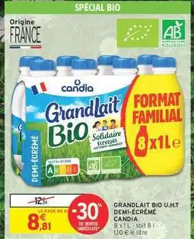 Intermarché Hyper GRANDLAIT BIO U.H.T DEMI-ÉCRÉMÉ CANDIA offre