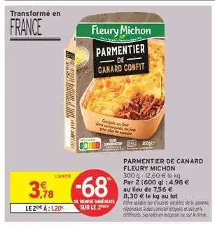 Intermarché Hyper PARMENTIER DE CANARD FLEURY MICHON offre