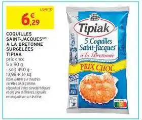 Intermarché Hyper Coquilles Saint-Jacques À La Bretonne Surgelées Tipiak offre