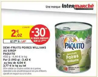 Intermarché Hyper DEMI-FRUITS POIRES WILLIAMS AU SIROP offre