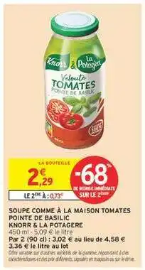Intermarché Hyper Soupe Comme à la Maison Tomates Pointe de Basilic offre