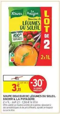 Intermarché Hyper Soupe Douceur de Légumes du Soleil Knorr & La Potagère offre