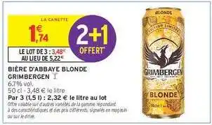 Intermarché Hyper BIÈRE D'ABBAYE BLONDE GRIMBERGEN offre