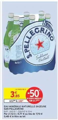 Intermarché Hyper Eau Minérale Naturelle Gazeuse 'San Pellegrino' offre