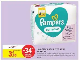 Intermarché Hyper LINGETTES SENSITIVE 4X52 PAMPERS offre