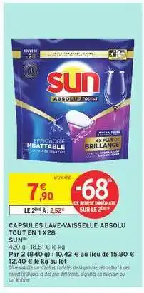 Intermarché Hyper CAPSULES LAVE-VAISSELLE ABSOLU TOUT EN 1 X28 offre