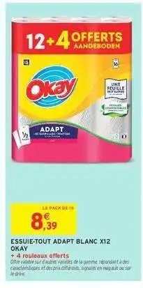 Intermarché Hyper ESSUIE-TOUT ADAPT BLANC X12 OKAY offre