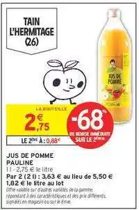 Intermarché Jus de Pomme 'Pauline' offre
