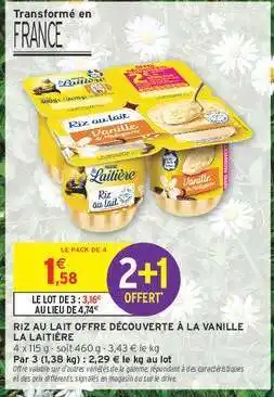 Intermarché Riz au Lait Offre Découverte à la Vanille La Laitière offre