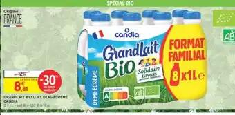 Intermarché GRANDLAIT BIO U.H.T DEMI-ÉCRÉMÉ CANDIA offre