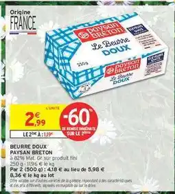 Intermarché Beurre doux offre