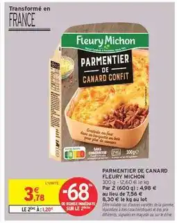 Intermarché PARMENTIER DE CANARD FLEURY MICHON offre