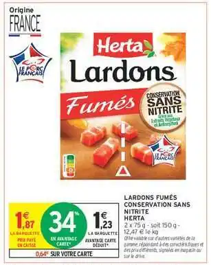 Intermarché Lardons Fumés, Conservation Sans Nitrite Herta offre