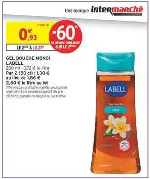Intermarché Gel Douche Monoï Labell offre