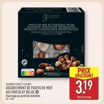 ALDI GOURMET FINEST CUISINE ASSORTIMENT DE FRUITS DE MER AU CHOCOLAT BELGE offre