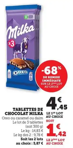 Maximarché Tablettes de chocolat milka offre