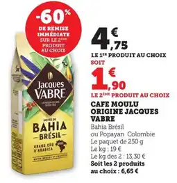 Maximarché Cafe moulu origine jacques vabre offre