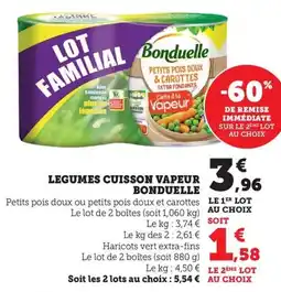 Maximarché Legumes cuisson vapeur bonduelle offre