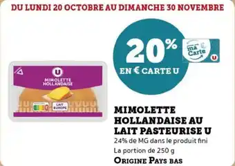 Super U Mimolette hollandaise au lait pasteurise u offre