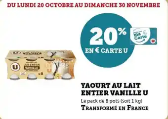 Super U Yaourt au lait entier vanille u offre
