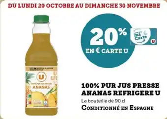 Super U 100% pur jus presse ananas refrigere u offre
