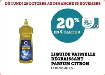 Super U Liquide vaisselle dégraissant parfum citron offre