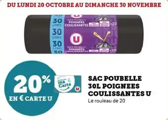 Super U Sac poubelle 30l poignees coulissantes u offre