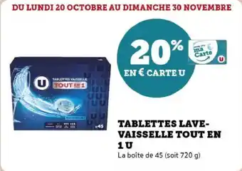 Super U Tablettes lave vaisselle tout en 1u offre