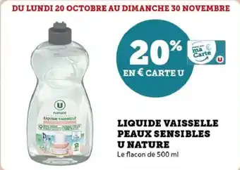 Super U Liquide vaisselle peaux sensibles u nature offre