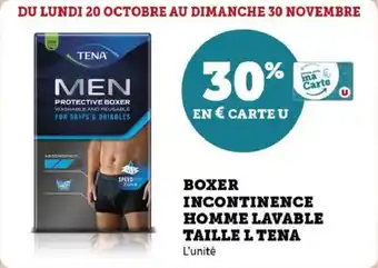 Super U Boxer incontinence homme lavable taille l tena offre