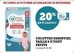 Super U Culottes essentiel taille 6 u tout petits offre