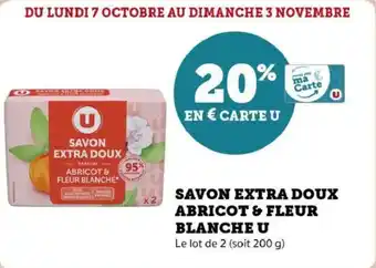 Super U Savon extra doux abricot & fleur blanche u offre