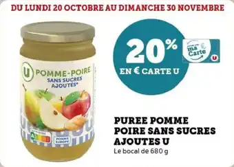 Super U Puree pomme poire sans sucres ajoutes u offre