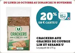 Super U Crackers aux graines de courge lin et sesame u offre