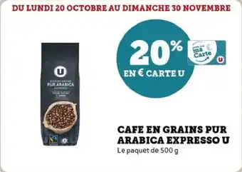 Super U Cafe en grains pur arabica expresso u offre