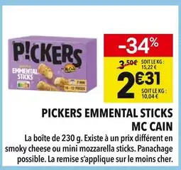 Supeco MC CAIN Pickers Emmental Sticks offre